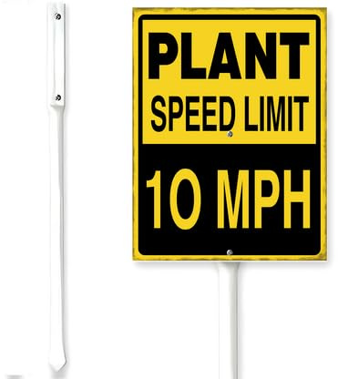Horienteeon Panneau de limitation de vitesse des plantes de 16 km/h avec piquet Ralentir la circulation routière jardin pelouse antirouille quartier rue entreprise ferme maison pelouse allée sol