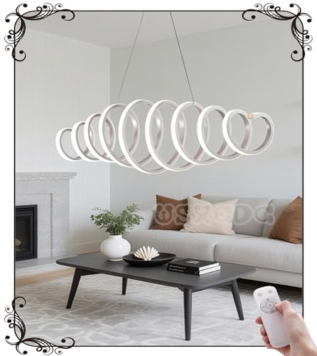 WSXEDC L100cm LED Weiß Pendelleuchte 50 W Ausziehbare Hängeleuchte designer beleuchtung Esstischlampe Höhenverstellbar Dimmbar 2700K - 6000K für Büro Esszimmer Küche Wohnzimmer (Weiß)