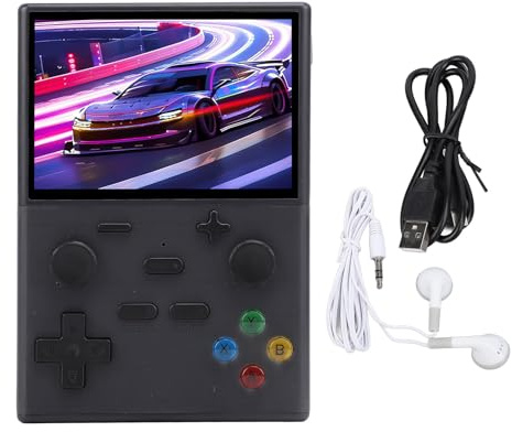 Handheld Retro Game Console for Linux System, Portable Gaming Device with 3.5 Inch IPS Screen, HD Multimedia Interface Output, Supports Multiplayer and TV Play, Built in 2000mAh (Black)