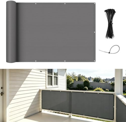 Amagenix Brise Vue Balcon 1x6m Imperméable Coupe-Vent, Protection UV | Cache Vue Balcon avec Cable Ties pour Exterieur Terrasse, Clôture, Patio
