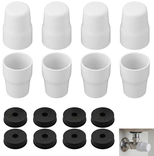 8 Packs Radiator Valve Caps White Plastic Universal Replacement Radiator Blanking Cap Push-Fit Central Heating Cover Easy Install Safeguarding Pipe