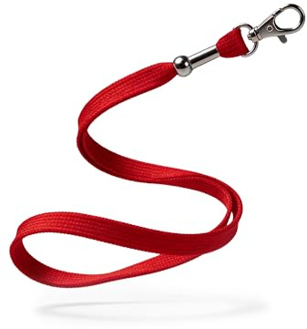 Kandinsky Schlüsselbänder Lanyards unbedruckt, Rot, mit Verschluss, 12 mm Breite (50 Stück)