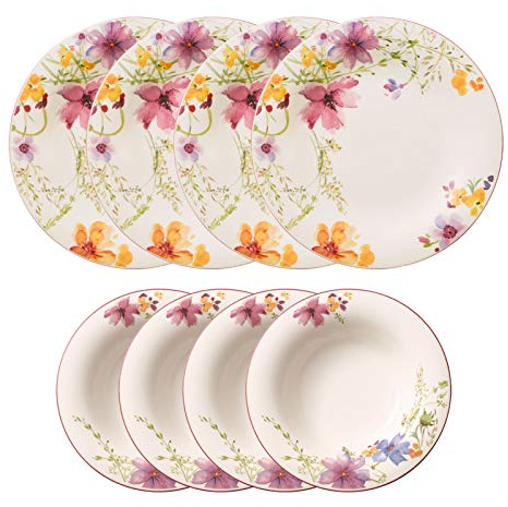 Villeroy und Boch - Mariefleur Basic Tafel-Set, 8 tlg., Premium Porzellan, spülmaschinen-, mikrowellengeeignet, weiß/bunt