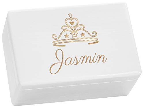 LAUBLUST Holzkiste Königin Motiv - Geschenkkiste Personalisiert mit Wunsch-Gravur - ca. 30 x 20 x 14 cm, Weiß, FSC®