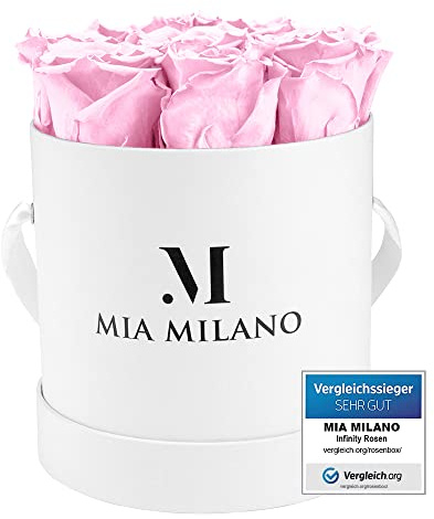 Infinity Roses Pink for Her - 5 Years Shelf - Gift Box with 9 Genuine Preserved Roses I Handmade in Germany