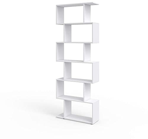 Vicco Raumteiler Levio, stehendes Bücherregal, Weiß, 70 x 196.1 cm