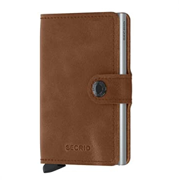 Secrid Kartenetui Miniwallet mit RFID-Schutz in der Farbe Cognac-Silver in der Größe 6,5x10,2x2,1 cm, MV-Cognac-Silver