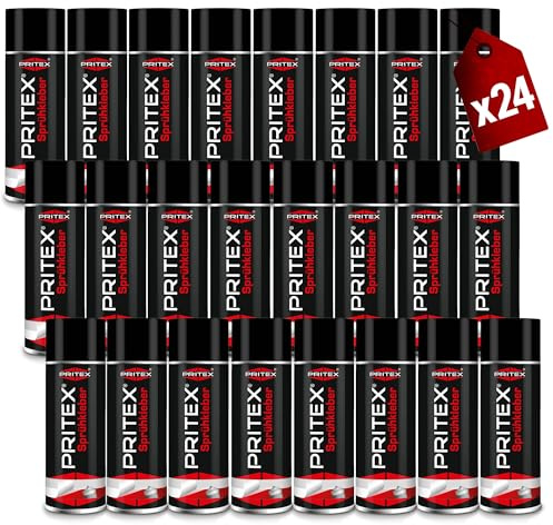 PRITEX – Sprühkleber 24x 400 ml für KFZ, Handwerk, Modellbau, DIY & Haushalt – Kleber Spray mit hoher Sofortklebekraft für Papier, Karton, Holz, Kork, Leder, Textilien, Schaumstoff, Gummi & Kunststoff