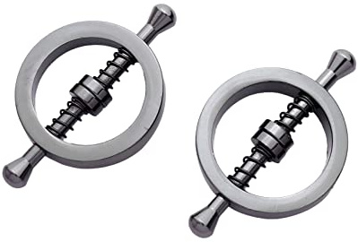 Aislor 2Pcs Adulte Faux Non-Piercing Boucle de Téton Mamelon Anneaux Acier Bijoux de Corps Vis Ronde Barbell Bouclier