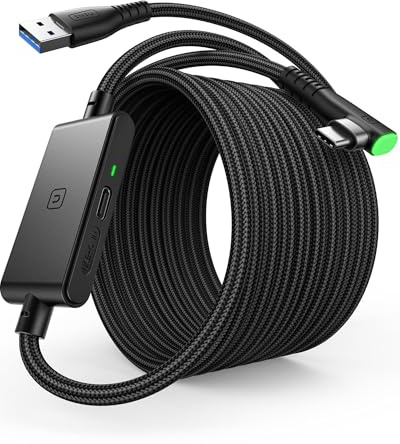 INIU Cable Link para Meta Oculus Quest 2 Pico 4 y Gaming PC Steam VR Carga Rápida | 16 pies, transferencia datos, puerto carga separado, compatible Meta Pico Steam