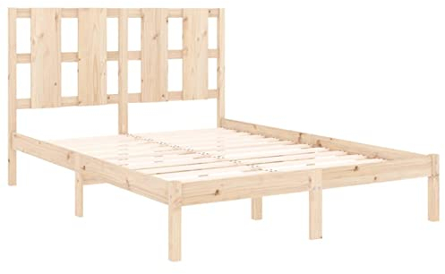 Tidyard Doppelbett Seniorenbett Holz Bettgestelle Massivholzbett Polsterbett Holzbetten Bettrahmen für Kinderzimmer Gästezimmer Schlafzimmerbett Schlafzimmermöbel 140 x 190 cm (B x L)