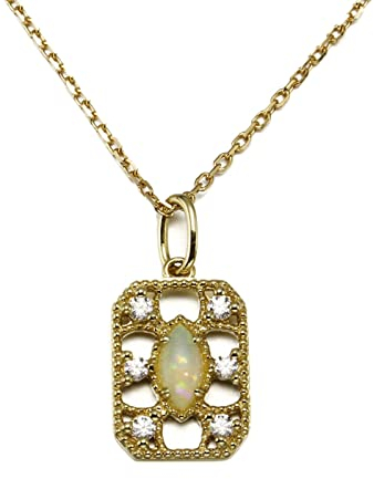 Epinki Echt Goldschmuck Halskette Gelbgold 750 18K, Vintage Retro Quadrat Anhänger mit Opal, Marquiseschliff, Au750 Gold Ketten Damen Modeschmuck für Frauen, Gold, 45cm