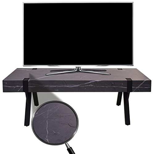 Mendler TV-Rack HWC-L54, Fernsehtisch Lowboard TV-Tisch, Metall 42x120x40cm - Marmor-Optik grau