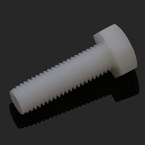 Sechskantschraube, Gewindebolzen, M3 M4 M5 M6 M8 M10 Nylon-Sechskantschrauben Außensechskant-Kunststoffschraubenbolzen Weiße Kunststoff-Sechskantschraube (Farbe: 50 Stück_M8x10) (Color : 50pcs-M8x20