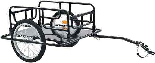 Fahrrad anhänger Faltbarer Fahrradanhänger mit Deichsel, Schwarze Fahrradanhänger, 130 x 73 x 48,5 cm, einfach zu montieren, Fahrradzubehör for den Außenbereich