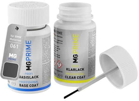 MG PRIME Motorradlack Lackstift Set für BMW Motorrad 061 Anthrazit Basislack Klarlack je 50ml