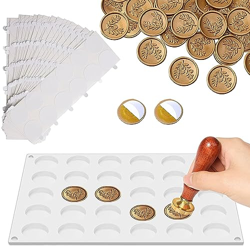 Silikonmatte siegelstempel set，30-Hohlraum-Wachs-Siegel-Matte mit 240 doppelseitigen Klebepunkten abnehmbare Klebepunkte ， wachssiegel，hochzeitseinladungen selber basteln