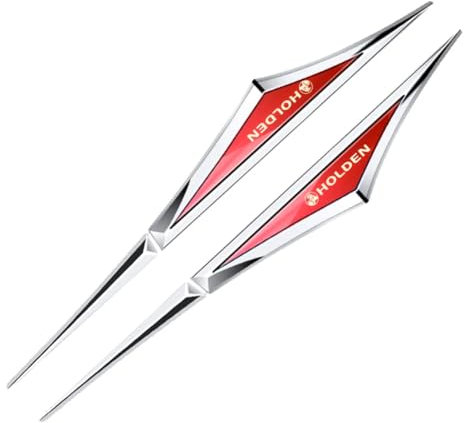 OscitY 2PCS Auto Metall Logo Embleme Seitenmesser Aufkleber, Für Holden Volt Caprice Ute gts vf SSX ve HSV Abzeichen Stickers Decals Car Styling Dekorative Zubehör,B/Red-Silver