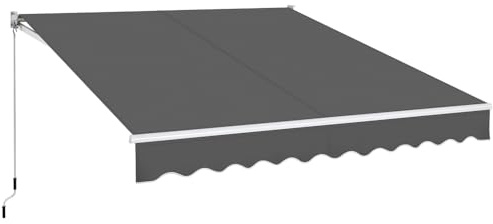 Yaheetech Toldo Manual Retráctil 300x250cm con Manivela de Aluminio de Pared o Techo con Protección Solar UV50+ para Jardín Terraza Exterior Gris Oscuro