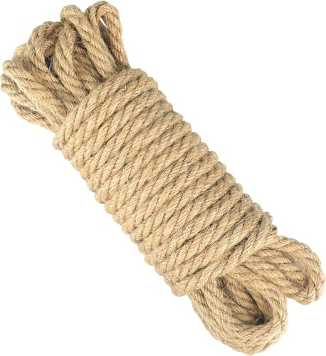 1mm 2mm 3mm 4mm 6mm 8mm 10mm Cuerda de Yute Natural marrón | Cuerda de Embalaje de Regalo, Cinta para Manualidades, Cuerda Decorativa para Embalaje, Cuerda rascador para Gatos Cuerda sisal (10mmx50m)