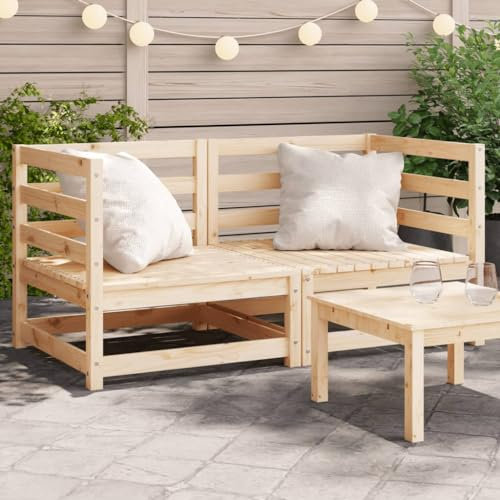 Homgoday Gartensofas Ecke 2 Stück 70x70x67cm Massivholz Kiefer Gartenmöbel Set Terrasse Outdoor Hof Terrasse Balkon Sofa Sitzmöbel Sitzmöbel Wintergarten Hinterhof Sofa Set Möbel