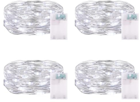CandLuc Lichterketten Batterie Timer, 3 meter 30 LED Lichterketten Innen Kaltweiß Kupferdraht IP65 Wasserdichte Mini Lichterketten für Weihnachten Halloween Zimmer Garten KrüGe Deko DIY