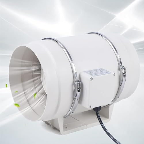 MEHOOSPVN Kanal Rohrventilator, Inline-Abluftventilator 200mm, 900m³/h, Hohe Qualität, Leise Rauchabzug Rohrventilator Für Bad, WC, Küche, Gewächshaus, Zelt, Garage für Belüftung und Abluftgebläs
