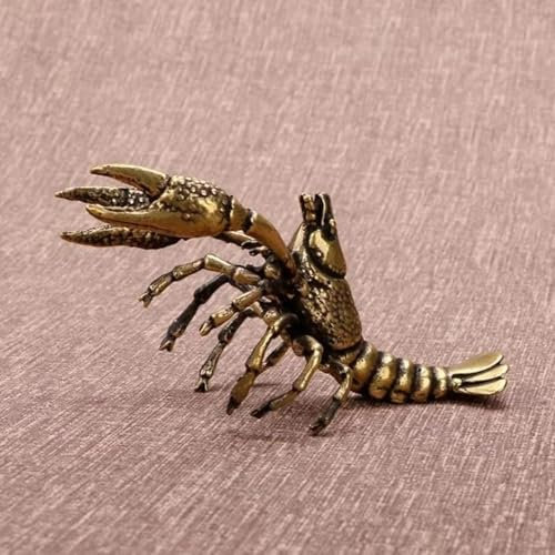 DUOLAIYUNSO Bronze-Statuen für Heimdekoration, 8,7 x 4,3 cm, reines Kupfer, Hummer-Schmuck, massiver Guss, Tee, Haustiere, antike Schlämme und Spielkollektionen, Vintage-Messing-Tierfiguren, Basteln