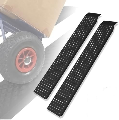 ROSEJANE 2X Auffahrrampe Verzinkter Stahl bis zu 400kg Belastbar, Laderampe Verladerampe für Anhänger, Auto Rampe 135cm Schwarz