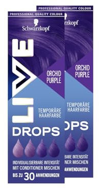 Schwarzkopf Live Color Drops Orchid Purple (2x 30 ml), dosierbare Farb-Drops für einen individuellen Look, Tönung zum Mischen mit dem Conditioner, temporäre Coloration hält bis zu 12 Haarwäschen