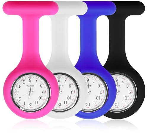 Orologio da infermiere con lancette, set di 4 spille in silicone per camicetta da taschino, per assistenti sanitari e personale sanitario