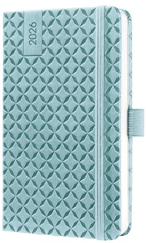 SIGEL J6112 Wochenkalender 2026 A6 hellblau, Hardcover, Gummiband, Stiftschlaufe, Einstecktasche, 174 Seiten, vegan, Buchkalender, Terminplaner Taschenkalender Jolie