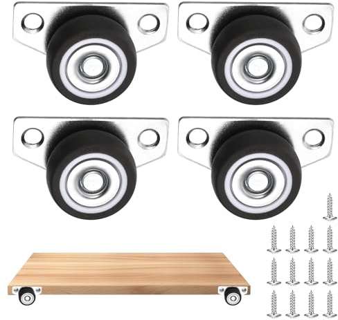 Ymapinc hjul för möbler, 4 st 32 mm möbelhjul små gummihjul möbelhjul platta svängande gummihjul möbler mini hjul gummi mini skåpshjul möbelrullar DIY