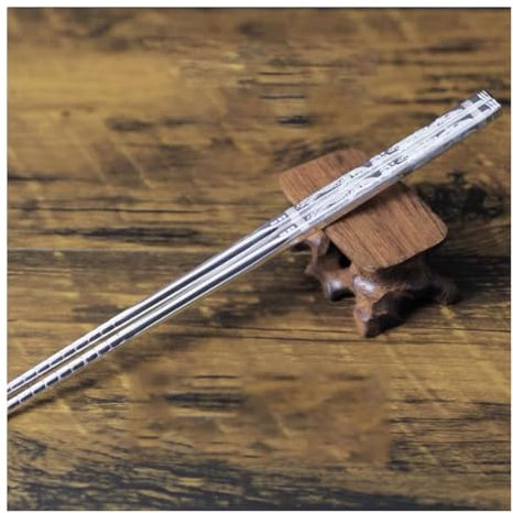 Palillos de plata de ley de regalo 1.76 oz, palillos chinos de plata pura, vajilla de plata para el hogar, palillos reutilizables, palillos de plata huecos 999, estilo tradicional, plata G (plata