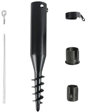 Garden Mile Estaca grande y resistente atornillada para tendedero giratorio o soporte de sombrilla, hasta 50 mm, plástico resistente, estaca para suelo de tierra, soporte giratorio para sombrilla