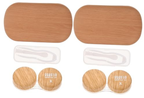 VALICLUD Travel Box Case Retro Leather Wood Grain Cosmetics Lens Holder Multifunction Storage Box for Daily Use