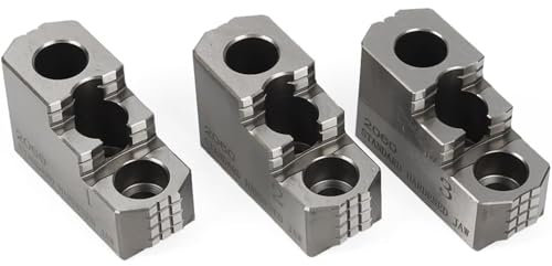 Gertrude 3Pcs Mandrin Dur Jeu De Mâchoires, 8 Pouces Réversible Acier Double Étape Mors Durs Mandrin De Tour Dentelé pour 1,5 Mm X 60 Degrés Dentelé Tour, B-208 Silver,One Size