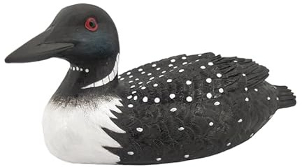The Bridge Collection Decorative Common Loon Duck Figurine with Realistic Detailing - Lake House Bird Decor for Cabin Or Lodge - Lake Bird Accent with Red Eye Detail