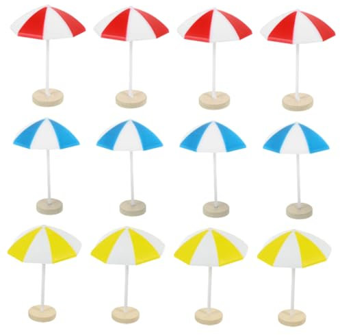 VICASKY 8pcs Miniature Beach Umbrella Models for Doll Houses Micro Landscape Decor Colorful Designs for DIY Accessories and Miniature Ocean Scenes