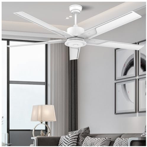 DPAOZPO Grands Ventilateurs de Plafond, Ventilateur À Grande Vitesse, Ventilateur de Plafond Industriel À 5 ​​Vitesses(Blanc,150cm)