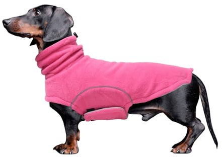 babepet Pull en polaire pour chien, manteau doux pour teckel, manteaux chauds et vestes pour chiens avec trou pour laisse, vêtements de teckel miniature réfléchissant pour l'hiver par temps froid