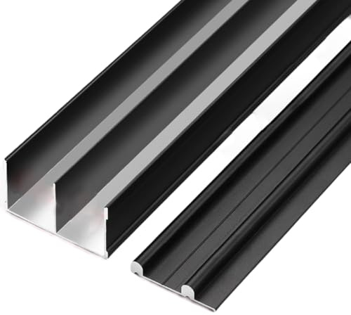 Serenitison Double Track Sliding Door,Sliding Door Track Set,Heavy Duty Roller Track Kit,Rail Sliding Kit,Wardrobe Door Track,Aluminum Alloy,for Wardrobe,Cabinet,Bathroom,for Doors 15-18mm Thick