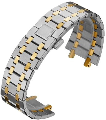 HiCycle2 Bracelets de rechange pour Audemars Piguet Bracelet Royal Oak en acier inoxydable 26 mm (acier et doré)