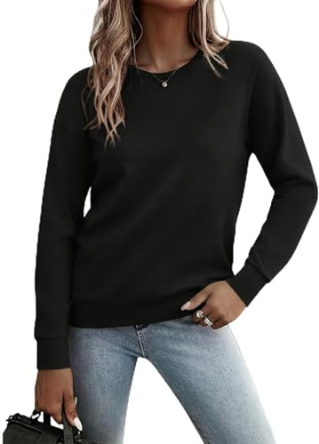 Gyabnw Damen Langarmshirt mit Rundhalsausschnitt und Seitentaschen