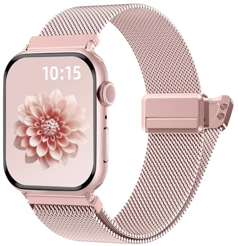 JUVEL Magnetiskt rostfritt stål, kompatibelt med Apple Watch-armband, 44 mm, 46 mm, 42 mm, 45 mm, 49 mm, metallband för iWatch Series 11, 10, SE, 9, 8, 7, 6, 5, 4, 3, 2, 1, Ultra, dam och herr