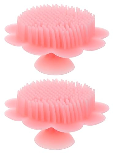 GANAZONO 2 Pièces Brosse Lavante Silicone pour Masseur de Chevelu Douxc Brosse à Cheveux Nés et Nourrissons de Bain Double Face