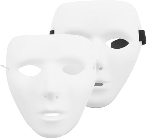 Bemonew Maschera di Halloween bianca verniciabile da 2 pezzi Maschera intera vuota per feste in e in costume
