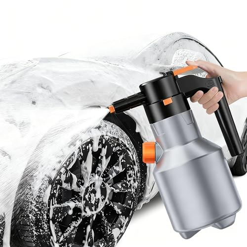 Pulvérisateur de Mousse Électrique 2L, Flacon Pulvérisateur à Mousse Voiture sans Fil et Rechargeable, Portable Autolaveuse à Mousses Jet Grand Angle 75° pour Nettoyage de la Auto Moto et Jardin