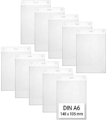 Karteo Kartenhüllen A6 Format [100 Stück] Vinyl Ausweishüllen 148 x 105 mm vertikal transparent als Ausweishalter Kartenhalter für Karten Ausweise