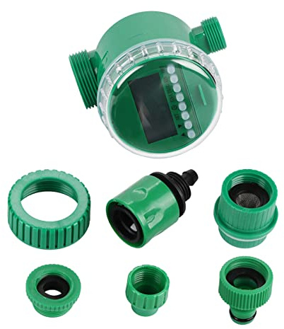Timer per Irrigazione Automatico con Display LCD, Programmatore Elettronico per Acqua con Gocciolatoio Regolabile, Giunto a Y, Attacco Fisso